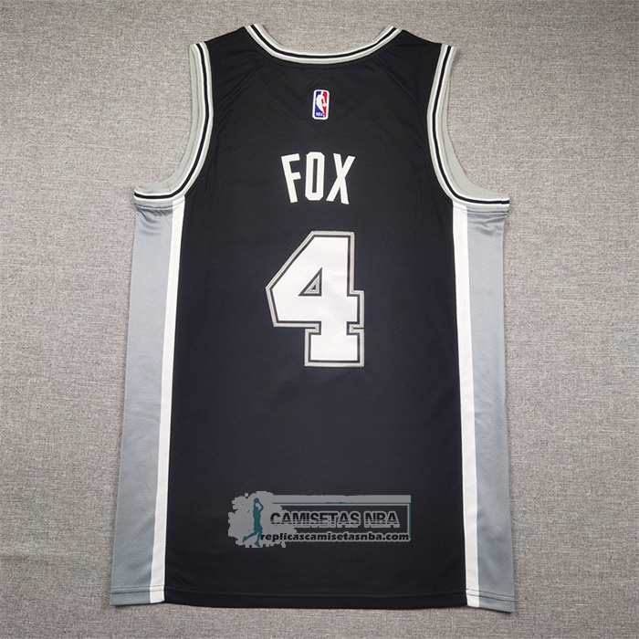 Camiseta San Antonio Spurs DeAaron Fox NO 4 Icon 2024-25 Negro